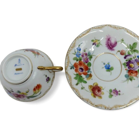 RK Richard Klemm DRESDEN Double Handled Soup Cup and Saucer Germany Vintage - Picture 8 of 10